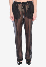 Khaite Trenton Silk Organza Sheer Pants Black 3160343--200