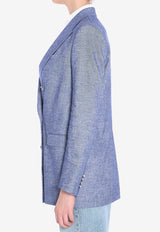 Tagliatore Double-Breasted Linen Blazer Light Blue JJASMINE10B-H70005-I1166