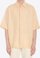 Fendi FF Jacquard Linen Short-Sleeved Shirt Yellow FS1317-AU6Y-F0PKL