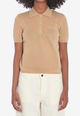 Moncler Logo Embroidered Polo T-shirt Beige 9A00004-M6440-24D