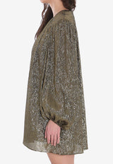 Chloé Ruched Lurex Mini Dress Gold CH25SRO14298--0YY