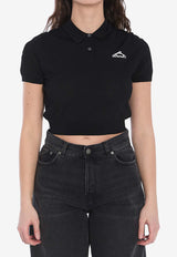 Alexander Wang 3D Logo Mesh Polo Cropped T-shirt Black 4KC2251017--001