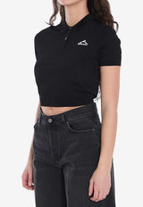 Alexander Wang 3D Logo Mesh Polo Cropped T-shirt Black 4KC2251017--001