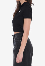 Alexander Wang 3D Logo Mesh Polo Cropped T-shirt Black 4KC2251017--001