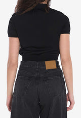 Alexander Wang 3D Logo Mesh Polo Cropped T-shirt Black 4KC2251017--001