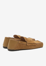 Jacquemus Carré Croc-Embossed Suede Loafers Camel 243FO147-4355-830