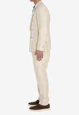 Lardini Double-Breasted Linen Suit Cream ES425AE-EIF64510-120
