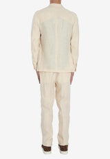 Lardini Double-Breasted Linen Suit Cream ES425AE-EIF64510-120