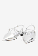 Jimmy Choo Didi Patent Leather Slingback Flats Silver DIDI FLAT-QUI-SILVER