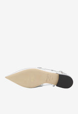 Jimmy Choo Didi Patent Leather Slingback Flats Silver DIDI FLAT-QUI-SILVER