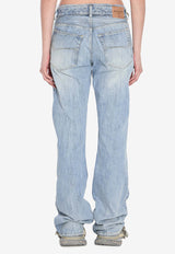 Balenciaga Logo Patch Washed-Out Jeans Blue 814225-TRW59-2540
