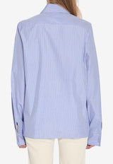 Saint Laurent Cassandre Striped Long-Sleeved Shirt Light Blue 818606-Y4K47-4783