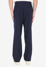Casablanca Straight-Leg Wool Pants Blue MPS25TR25701--NAVY