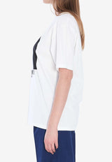 Valentino Chez Logo Print Crewneck T-shirt Ivory 6B3MG24H-95W-A03