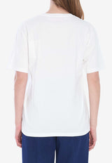 Valentino Chez Logo Print Crewneck T-shirt Ivory 6B3MG24H-95W-A03