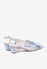 Roger Vivier Belle Vivier 45 Leather and Mesh Slingback Pumps Light Blue RVW00641670-J9U1-V25