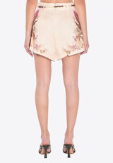 Zimmermann Ascension Tuck Mini Shorts Cream 4557ASS253--CRMPLMFLO