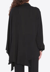 Balenciaga Asymmetric Silk Scarf Blouse Black 839280-TIN13-1000