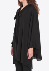 Balenciaga Asymmetric Silk Scarf Blouse Black 839280-TIN13-1000