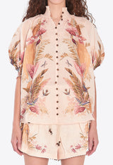 Zimmermann Ascension Short-Sleeved Billow Shirt Cream 4556TSS253--CRMPLMFLO