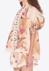 Zimmermann Ascension Short-Sleeved Billow Shirt Cream 4556TSS253--CRMPLMFLO