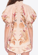 Zimmermann Ascension Short-Sleeved Billow Shirt Cream 4556TSS253--CRMPLMFLO