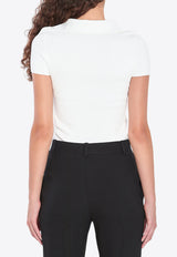 Balenciaga Logo Embroidered V-neck Polo T-shirt White 835501-T5231-9040