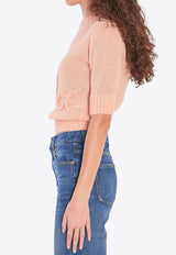 Chloé Logo Embroidered Wool-Blend Knit Top Peach CH25UMP26740--81L