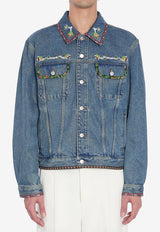 Valentino Beaded Denim Jacket Blue 7V3DC04Q-B0W-558