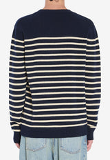 Valentino Chez Logo Stripe Wool Sweater Blue 7V3KC34W-B1W-DYB