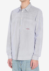 Valentino Striped Shirt With Embroidered Logo Light Blue 7V3ABS77-B2Q-129
