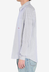 Valentino Striped Shirt With Embroidered Logo Light Blue 7V3ABS77-B2Q-129