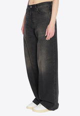 Haikure Bethany Wide-Leg Faded Jeans Black HEW03296-DF119-L0893