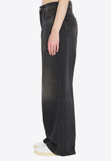 Haikure Bethany Wide-Leg Faded Jeans Black HEW03296-DF119-L0893