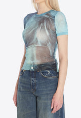 Jean Paul Gaultier Water Print Slim T-shirt Blue W-TO313-M004P-5557