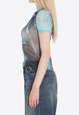 Jean Paul Gaultier Water Print Slim T-shirt Blue W-TO313-M004P-5557