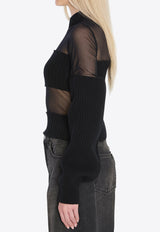 Jean Paul Gaultier Sheer-Effect Paneled Top Black W-PO016-K002-00