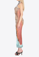 Jean Paul Gaultier Fire Print High-Neck Maxi Dress Multicolor W-DR025-M003P-150100