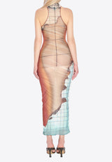 Jean Paul Gaultier Fire Print High-Neck Maxi Dress Multicolor W-DR025-M003P-150100