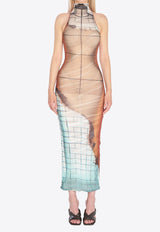 Jean Paul Gaultier Fire Print High-Neck Maxi Dress Multicolor W-DR025-M003P-150100