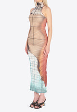 Jean Paul Gaultier Fire Print High-Neck Maxi Dress Multicolor W-DR025-M003P-150100