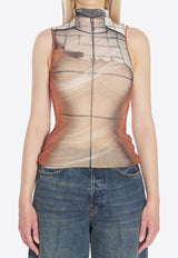 Jean Paul Gaultier Fire Print High-Neck Top Multicolor W-TO307-M003P-150100