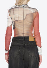 Jean Paul Gaultier Fire Print High-Neck Top Multicolor W-TO308-M003P-150100