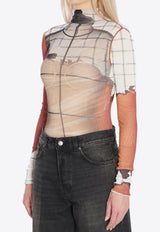 Jean Paul Gaultier Fire Print High-Neck Top Multicolor W-TO308-M003P-150100
