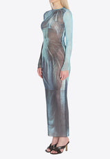 Jean Paul Gaultier Water Print Maxi Dress Blue W-DR027-M004P-5557