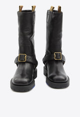 Burberry Saddle Mid-Calf Leather Boots Black 8111737--A1189