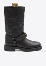 Burberry Saddle Mid-Calf Leather Boots Black 8111737--A1189
