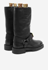 Burberry Saddle Mid-Calf Leather Boots Black 8111737--A1189
