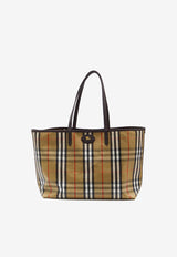 Burberry Medium Highlands Checked Tote Bag Beige 8112222--B9368