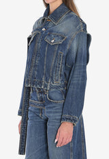 Jean Paul Gaultier Chest Strap Faded Denim Jacket Blue W-JA004-D024-57